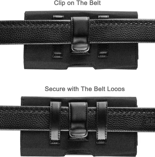 Vista 5 de Funda de nailon con clip para cinturón para Samsung Galaxy S26+ S25 FE S25+ S24 FE S23 FE S21 FE/Plus, A35 A15 A55 A54, iPhone 15 14 13 12 Pro Max