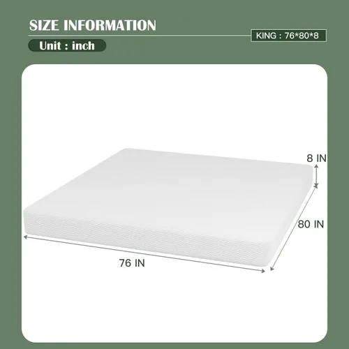 Vista 45 de PayLessHere Colchón matrimonial de espuma viscoelástica de gel de 12 pulgadas con tela suave transpirable y lavable, funda con cremallera, colchón