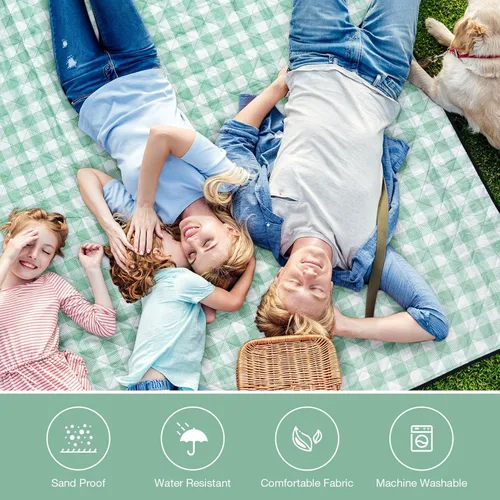 Vista 3 de WILLOW WEAVE Manta de pícnic, 80 x 80 pulgadas, impermeable, para exteriores, tapete de picnic lavable para playa, mantas de picnic para acampar