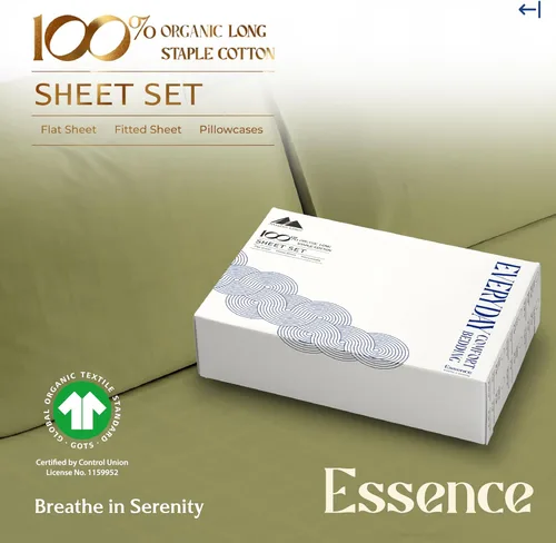 Vista 37 de Mayfair Linen Juego de sábanas de 4 piezas de tejido de percal de 100 % algodón orgánico, suave, refrescante, transpirable y con bolsillo profundo