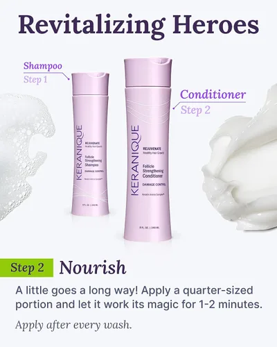 Vista 7 de Keranique Acondicionador de control de daños - Tratamiento hidratante con queratina para cabello seco dañado
