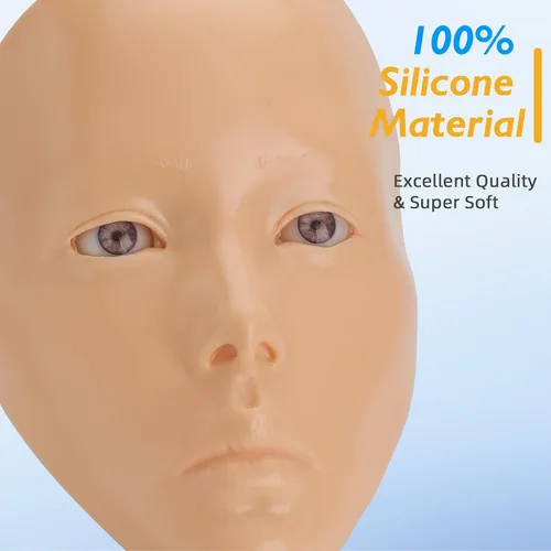 Vista 2 de Tabla facial 5D de práctica de maquillaje de silicona, reutilizable para principiantes para practicar maquillaje de ojos, ojos de silicona, falsos
