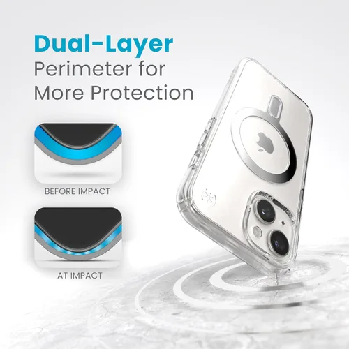 Vista 5 de Speck Funda transparente para iPhone 17e y 15 – ClickLock con bloqueo antideslizante, diseñada para MagSafe, protección contra caídas – para iPhone