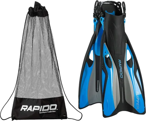 Vista 10 de Rapido Boutique Collection - Aleta de esnórquel ajustable con bolsa de transporte para equipo de esnórquel, fácil de empacar y viajar, aletas