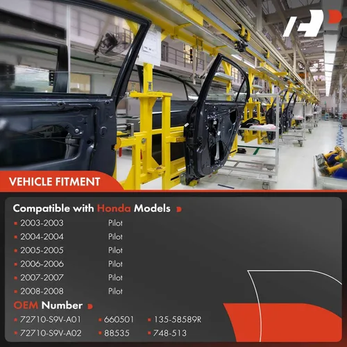 Vista 3 de Regulador de ventana eléctrica con motor A-Premium compatible con Honda Pilot 2003-2008 lado trasero del pasajero derecho