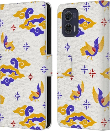 Vista 13 de Head Case Designs Officially Licensed Haroulita Blue Flower Cute Flower Pattern Leather Book Wallet Case Cover Compatible with Motorola Moto G73 5G