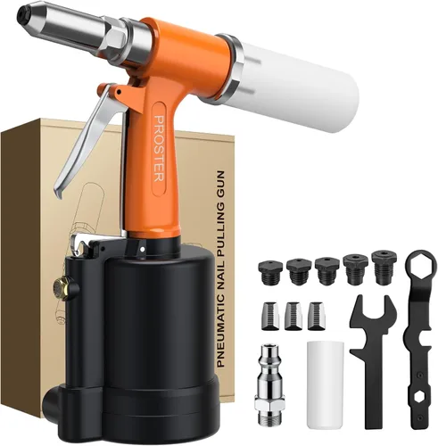 Vista 9 de Pistola remachadora neumática hidráulica Proster de 2,4 a 4,8 mm, tamaños 3/16", 3/32", 1/8", 5/32", capacidad de 500 piezas