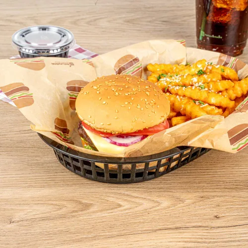 Vista 4 de Restaurantware Cestas de comida rápida de 10.5 x 7.3 x 1.5 pulgadas, 10 cestas ovaladas para delicatessen, aptas para microondas, lavavajillas