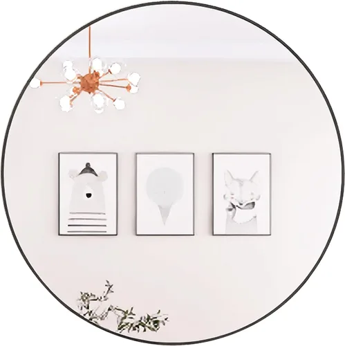 Vista 7 de Espejo redondo de pared de 24" espejo de baño maquillaje espejo de tocador - negro