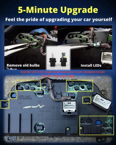 Vista 6 de WLJH 74 focos LED para salpicadero Mini T5 2721 27 37 286 cuña enchufe de giro PC74 para panel de instrumentos automotor, juego de luces indicadoras