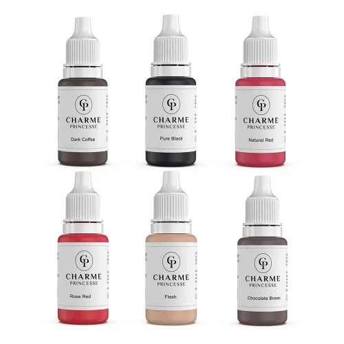 Vista 2 de Charme Princesse Microblading Pigmento Pigmento Permanente Maquillaje 6pcs para Cejas Labios Tatuaje Tinta Suministros 0.5 fl oz Botellas PI503-15-6
