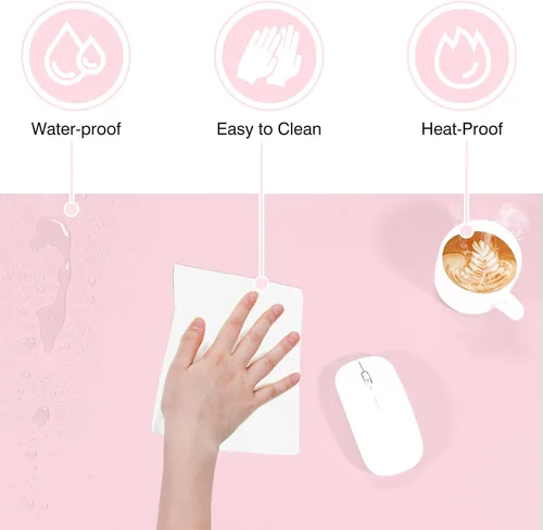 Vista 4 de TOWWI - Tapete de escritorio a doble cara, tapete de escritorio grande, protector impermeable de escritorio, mouse pad de cuero grande para teclado