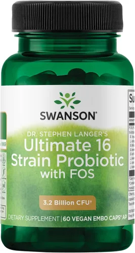 Vista 4 de Swanson Dr. Stephen Langer's Probiótico de 16 cepas con FOS prebiótico para adultos conscientes de la salud intestinal con 3.2 mil millones de UFC