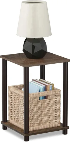 Vista 23 de FURINNO Elegante mesa auxiliar, roble francés gris/negro, paquete de 2 (2-99800GYW)