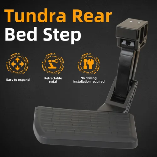 Vista 3 de MITZONE Paso de cama trasera compatible con Toyota Tundra 2022 2023 2024 2025 Paso de camión plegable Paso de parachoques retráctil para puerta