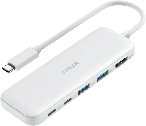 Vista 8 de Anker Hub USB C, divisor USBC a HDMI 5 en 1 con pantalla 4K, 1 puerto USB-C de 5 Gbps alimentado y 2 puertos de datos USB-A 3.0 de 5 Gbps