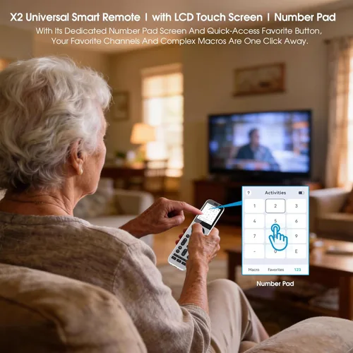 Vista 3 de SofaBaton Control remoto universal X2 con pantalla táctil y concentrador, control remoto inteligente todo en uno con base de carga y aplicación