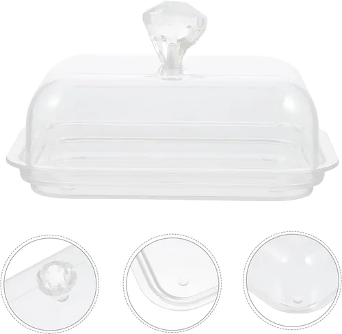 Vista 9 de Hemoton Mantequillero acrílico transparente para mantequilla, soporte para mantequilla, contenedor de mantequilla para encimera con tapa de cristal