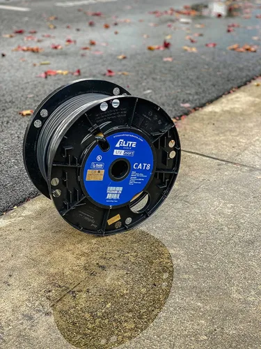 Vista 2 de Elite - Cable Cat8 de 250 pies, resistente a los rayos ultravioleta, 40 GB, 2000 MHz, CMR/Riser + UV/exterior, alta velocidad, cobre sólido puro