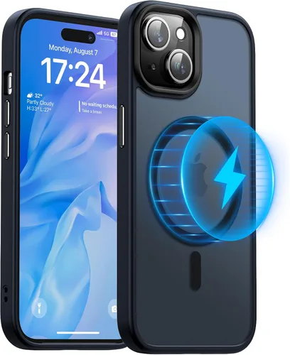 Vista 36 de Meifigno Magic Mag Series - Funda diseñada para iPhone 15, [protección de grado militar y compatible con MagSafe], parte trasera mate translúcida