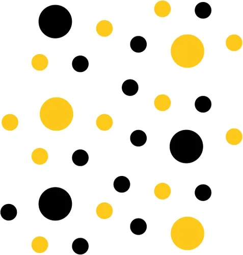 Vista 3 de Pegatinas de pared de vinilo negro/amarillo - círculos de 2 y 4 pulgadas (30 calcomanías)