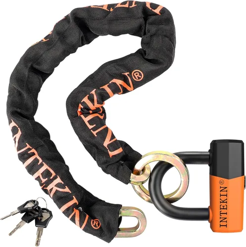 Vista 8 de Candado de cadena de bicicleta resistente de 4 pies, 0.472 in de grosor, bloqueo de disco de 0.630 in para motocicletas, scooters, puertas