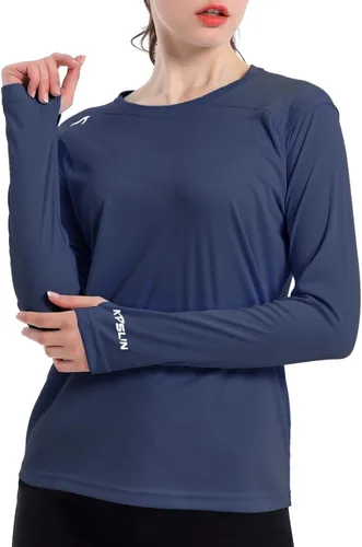 Vista 15 de Camisetas de protección solar UV UPF 50+ para mujer, camisas de rendimiento al aire libre de manga larga tipo rash guard para senderismo, natación