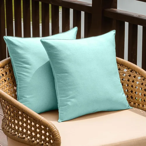 Vista 8 de NiNi ALL Juego de 2 fundas de almohada impermeables para exteriores, decorativas, casa de campo, jardín, fundas de cojín sólidas para patio, tienda