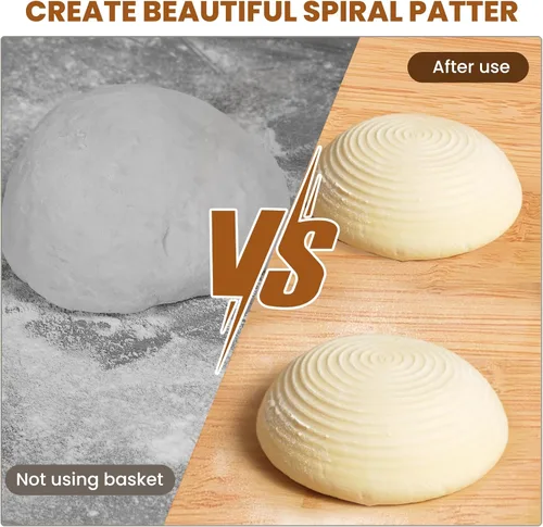 Vista 4 de Juego de 6 cestas de prueba de pan Banneton de 5 pulgadas, suministros de horneado de pan mini de masa madre de Kikcoin, pequeñas cestas de prueba
