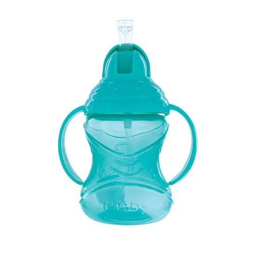 Vista 2 de Nuby No-Spill Flip N' Sip Clik-It Taza con 360 pajitas, 8 onzas, los colores pueden variar, multicolor