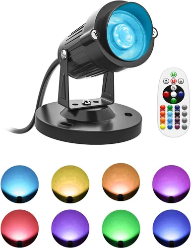 Focos LED de 5W para Interiores, RGBW que Cambian de Color Iluminación Ascendente para Interiores con Control Remoto, Luces Ascendentes de 120V para