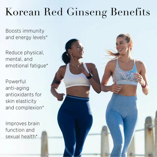 Vista 3 de Perlas de hierbas de ginseng rojo [70 unidades] Suplemento de ginseng rojo premium de ginseng coreano de inmunidad diaria y energía. Vegano, sin