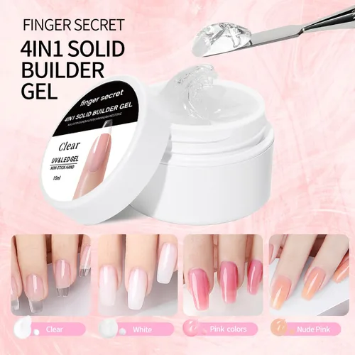 Vista 4 de Gel constructor sólido para uñas, gel duro no pegajoso para uñas, gel de extensión de uñas, gel de arte de uñas, salón de hogar, manos no pegajosas