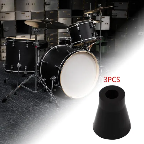Vista 6 de 3 Pieces Drum Feet Covers Drum Hardware Stand Replacement Rubber Slipcover Non Slip PP Material Protector Suitable for Drummers Rehearsal Music