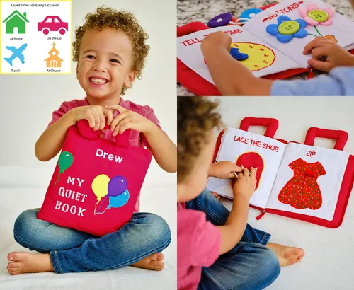 Vista 9 de Pockets of Learning - Libro personalizado My Quiet Book Montessori - Juguete de actividades básicas para la vida Libro interactivo