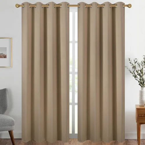 Vista 117 de Diraysid Cortinas opacas beige con ojales para dormitorio, con aislamiento térmico, cortinas de oscurecimiento de habitación, 38 x 54 pulgadas, 2
