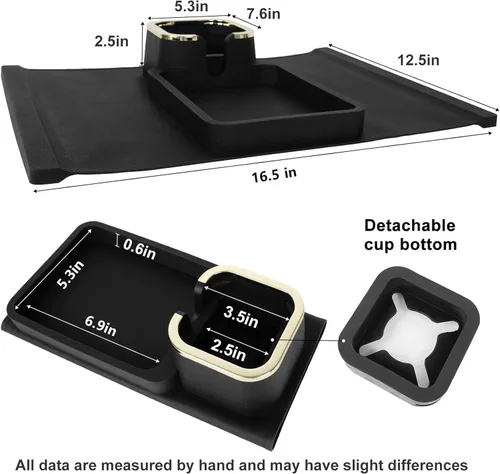 Vista 7 de Bandeja para portavasos de sofá, de silicona, antideslizante y antiderrames, con soporte para bebidas, mesa de brazo para taza de café, control