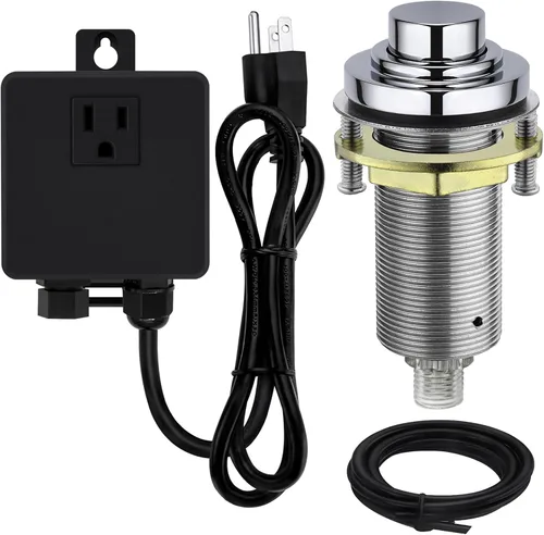 Vista 9 de Kit de interruptor de aire SinkTop con botón largo de latón dorado (latón completo) para eliminación de basura