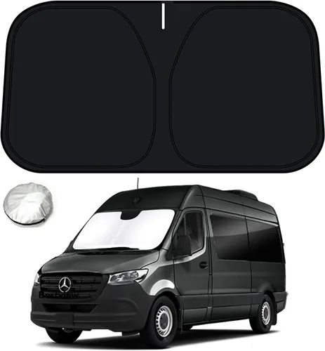 Bestview Parasol para parabrisas para Mercedes Benz Sprint 2007-2024, parasol para ventana delantera, bloquea los rayos UV del calor, plegable, 3