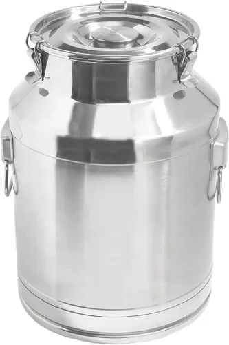 Vista 2 de Cubo de leche de acero inoxidable de 14 litros y 3.7 galones, cubo de vino de gran capacidad, jarra de leche con tapa sellada y asa de transporte