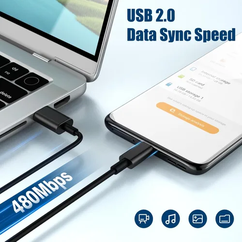 Vista 4 de Cable de carga USB C para Motorola, cable USB A a USB C para Moto G Stylus/Power/Play/Pure 5G, Edge+, Razr 40 Ultra, One 5G Ace, 3.3 pies 3A USB a