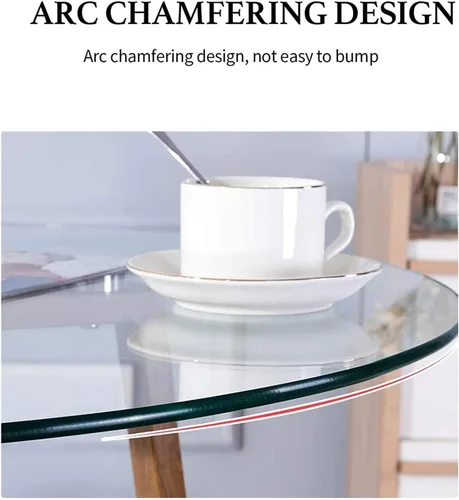 Vista 5 de V3VOGUE Cubiertas redondas de vidrio de 14 pulgadas, 30 pulgadas, 40 pulgadas, protector de mesa transparente redondo para mesa de comedor, vidrio