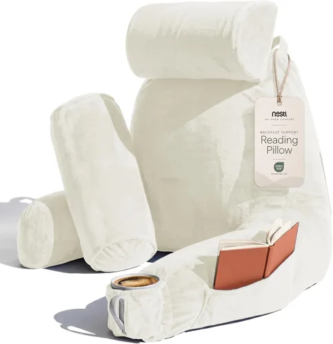Vista 25 de Nestl Almohada de lectura para niños y adolescentes con espuma viscoelástica triturada, almohadas de respaldo para leer, ver y jugar, uso