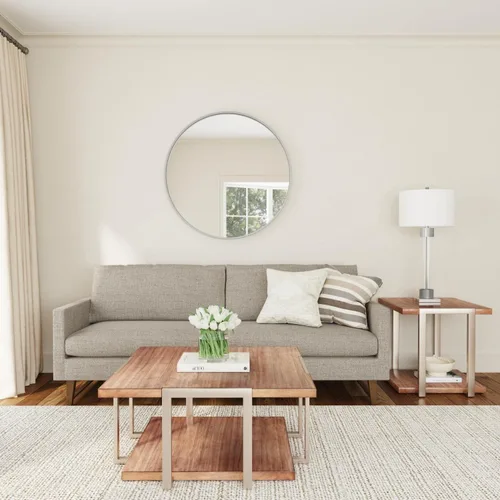 Vista 3 de Espejo de pared Portia en metal plateado