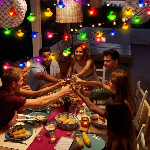Vista 6 de Deekin 1 tira de luces de goma con forma de pato (20 LED cada una), decoración de crucero de pato, funciona con pilas, luces decorativas