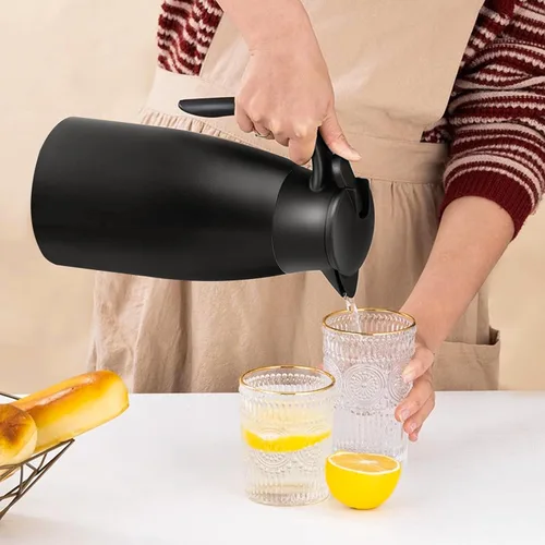 Vista 7 de 1 unidad de Jarra de café térmica de 68 OZ, Jarra de café aislada de acero inoxidable de doble pared con vacío térmico y cepillos, Termo