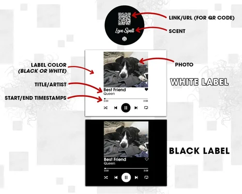 Vista 4 de 4oz/10oz Personalized Custom Song Photo Candle Couples Music Gift