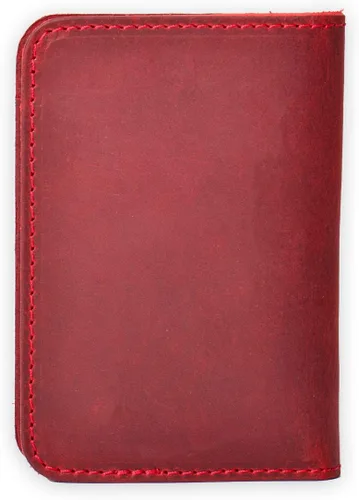 Vista 4 de Cartera delgada de cuero para hombre cartera minimalista con bolsillo frontal cartera para tarjetas de crédito Rojo Minimalista