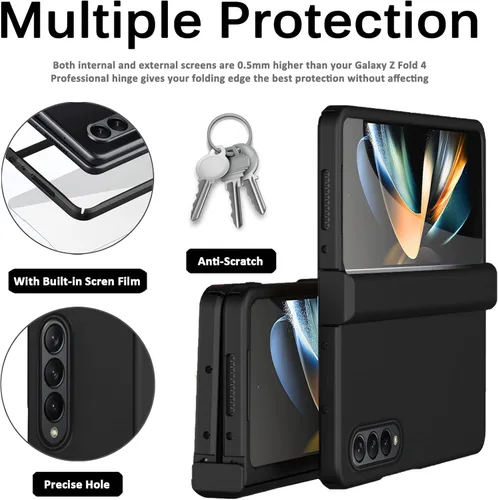 Vista 4 de Miimall Funda compatible con Samsung Galaxy Z Fold 4 con bisagra, carcasa rígida ultrafina de policarbonato todo incluido, anticaídas, plegable