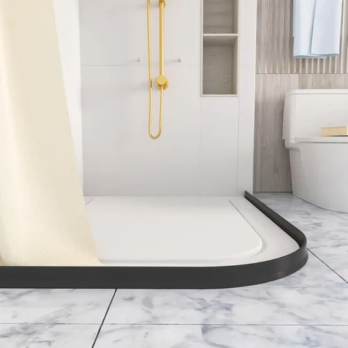 Vista 7 de Raycity Umbral de ducha alto de 3" con presa de agua de 59 pulgadas, protector plegable contra salpicaduras de agua de ducha para umbral de ducha